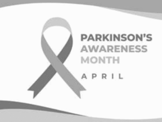 Logo in grey for Parkinsons awareness month which takes place every April