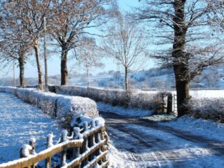 Image depicts a winter scene in the UK